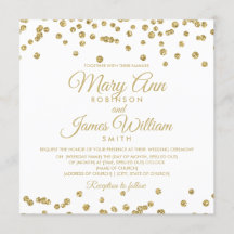 Guld Faux Glitter Confetti Elegant bröllop White
