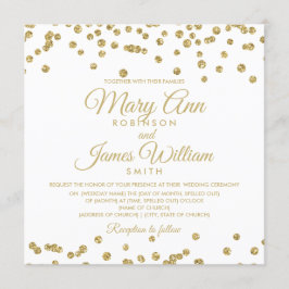 Guld Faux Glitter Confetti Elegant bröllop White Inbjudningar