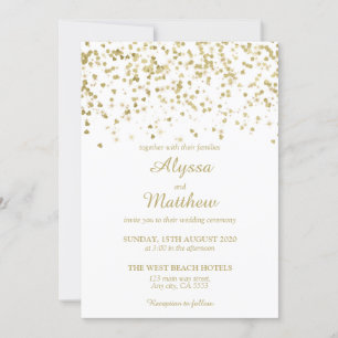 Guld Faux Glitter confetti Luxury Modern Bröllop Inbjudningar