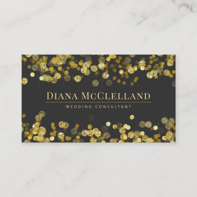 Guld Faux Glitter Confetti | Modern Glitz Visitkort (Framsida)