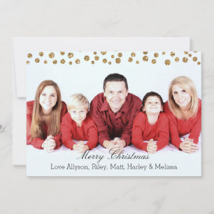 Guld Faux Glitter Confetti Personlig jul Julkort