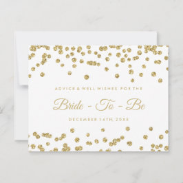 Guld Faux Glitter Confetti White Möhippa Adress Rådkort