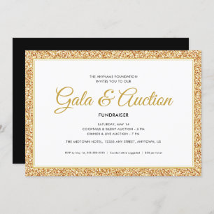 Guld Faux Glitter   Gala Auction and Fundraiser Inbjudningar