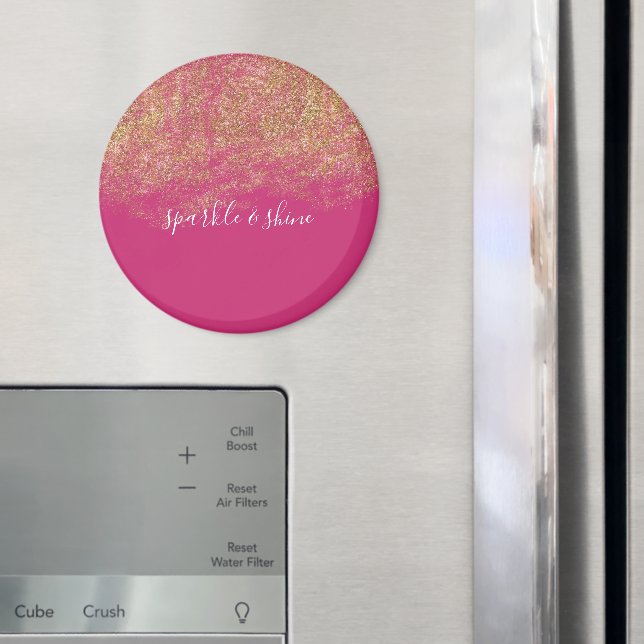 Guld Faux Glitter Girly Rosa Gnistra  Magnet (In Situ (Fridge))