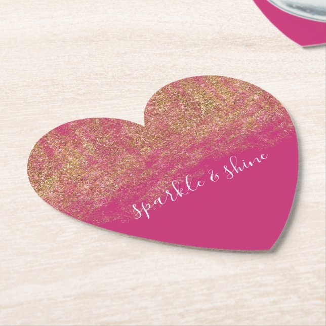 Guld Faux Glitter Girly Rosa Gnistra  Underlägg Papper (Vinklad)