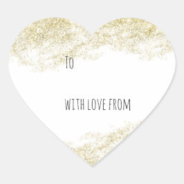 Guld Faux Glitter Heart Hjärtformat Klistermärke