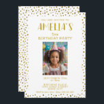 Guld Faux Glitter Kids Girl Birthday Inbjudningar<br><div class="desc">Guld Faux Glitter Kids Girl Birthday Bjud. Den här söta födelsedagsfesten har faux glitter punkter. Ladda upp fotot och anpassa inbjudan med texten.</div>