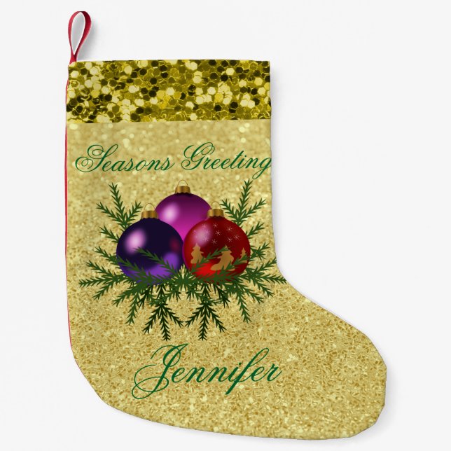 Guld Faux Glitter Liten Julstrumpa (Framsidan)