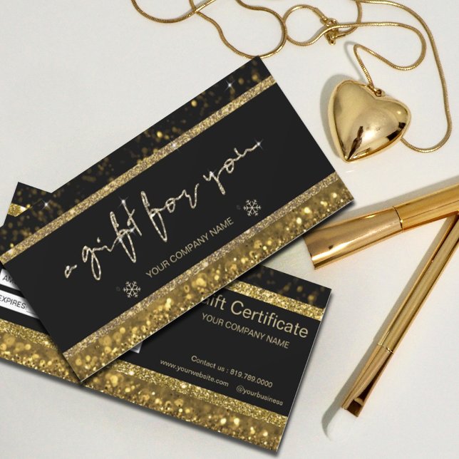 Guld Faux Glitter Ljus Gift-certifikat (#zazzlemade #giftcard #glittergold #certificate)