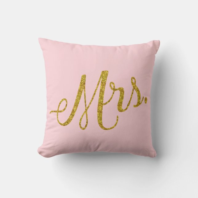 Guld Faux Glitter Metallic Sequins Quote Rosa Kudde (Framsida)