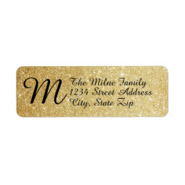 Guld Faux Glitter Monogram - Returetiketter Returadress Etikett