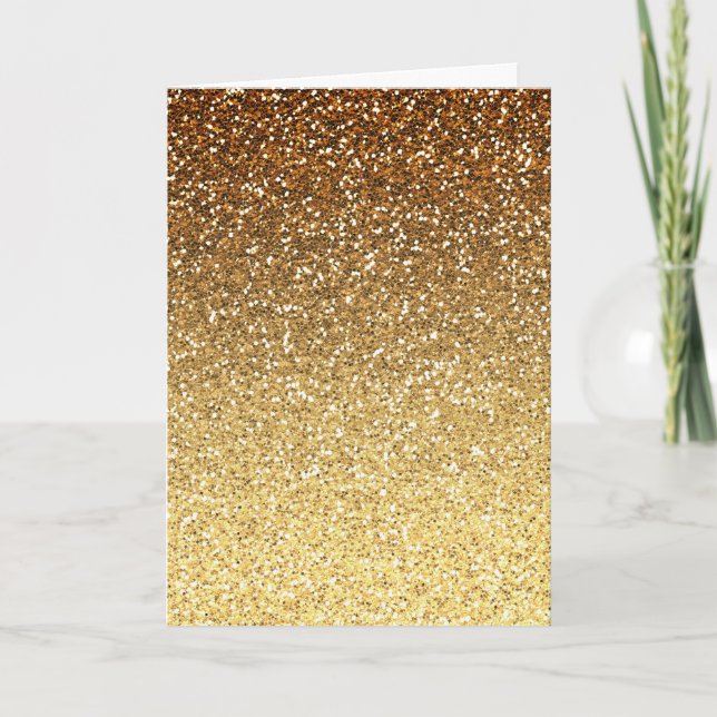 Guld Faux Glitter Ombre Birthday Kort (Framsida)