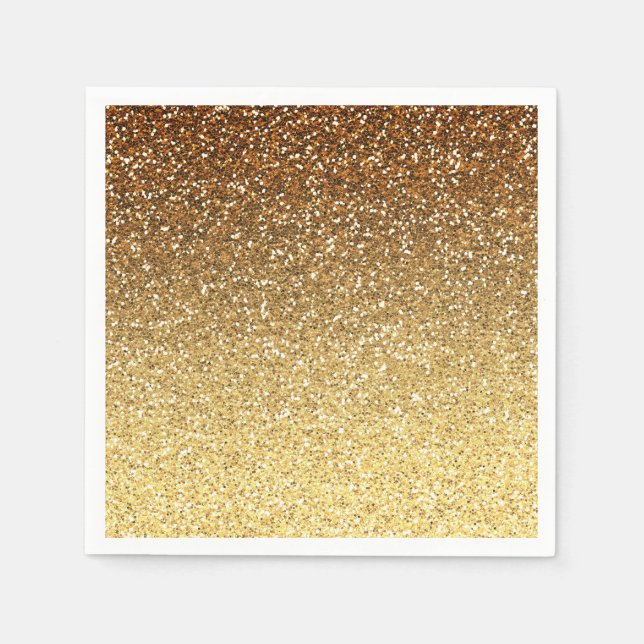 Guld Faux Glitter Ombre Pappersservett (Framsidan)