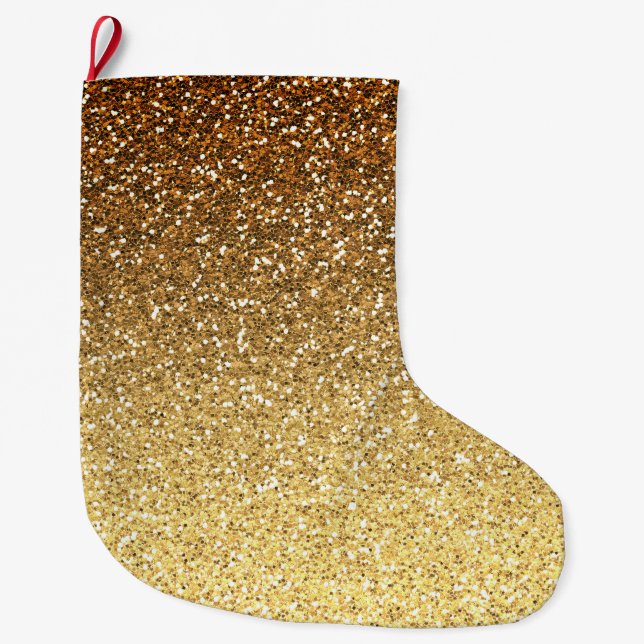 Guld Faux Glitter Ombre Stor Julstrumpa (Framsidan)