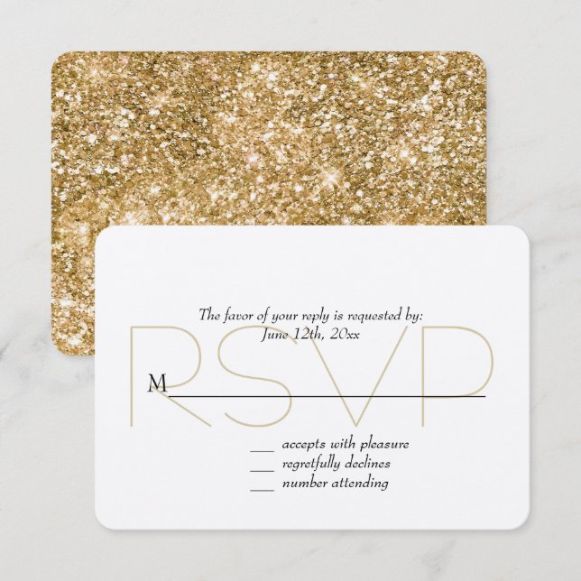 Guld Faux Glitter OSA Kort (Fram/baksida)