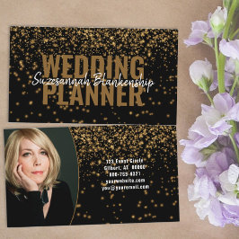 Guld Faux Glitter over Black Anpassningsbar Fotogr Visitkort