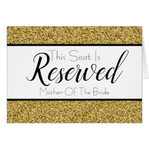 Guld Faux Glitter-reservat Sat Bröllop-tecken Hälsningskort