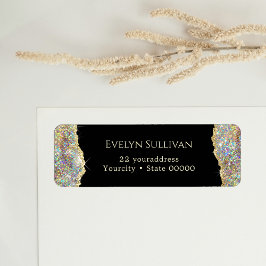 Guld faux glitter Return-adressetikett Returadress Etikett