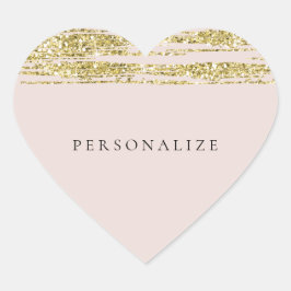 Guld Faux Glitter Rosa Rand Hjärtformat Klistermärke