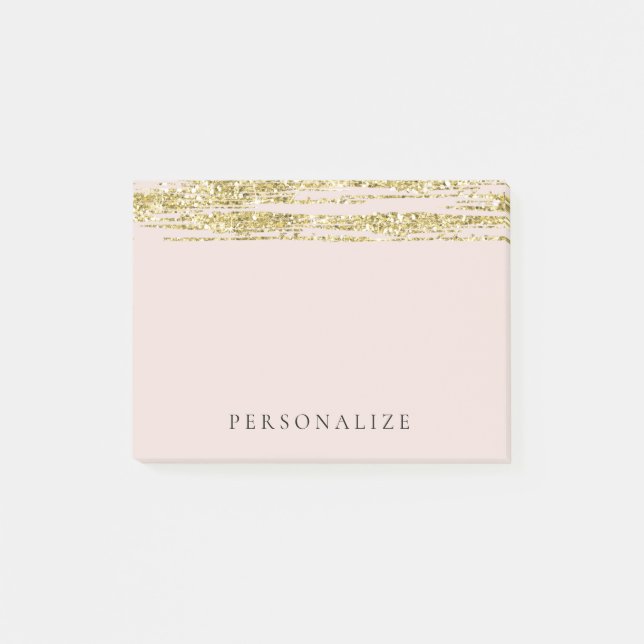 Guld Faux Glitter  Rosa Rand Post-it Block (Framsida)