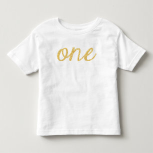Guld Faux Glitter skript 1:a födelsedag T Shirt