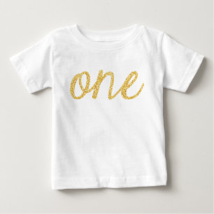 Guld Faux Glitter skript 1:a födelsedag T-shirt