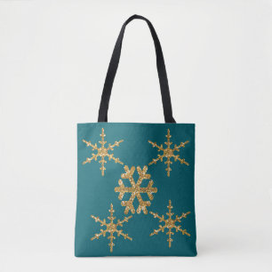 Guld Faux Glitter Snöflingor Tygkasse