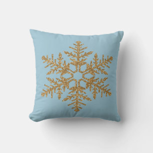 Guld Faux Glitter Snowflake Kudde