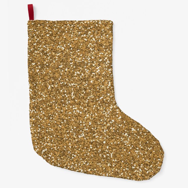 Guld Faux Glitter Stor Julstrumpa (Framsidan)