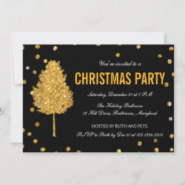Guld Faux Glitter Träd - Modern jul Party Inbjudningar