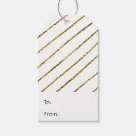 Guld faux glitter tunn diagonal linjer helgdag presentetikett