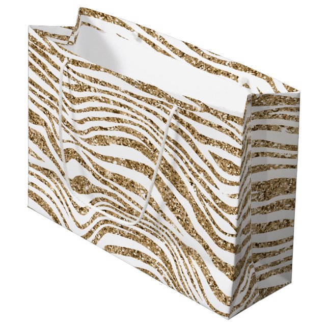Guld Faux Glitter Zebra (Framsidan Vinklad)