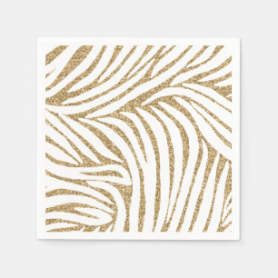 Guld Faux Glitter Zebra tryck Pappersservett