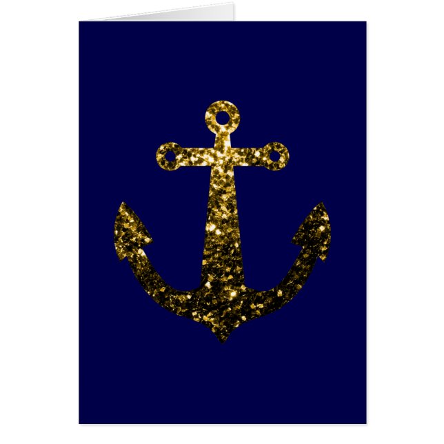 Guld faux gnistra Anchor marinblått glitter Hälsningskort (Framsidan)