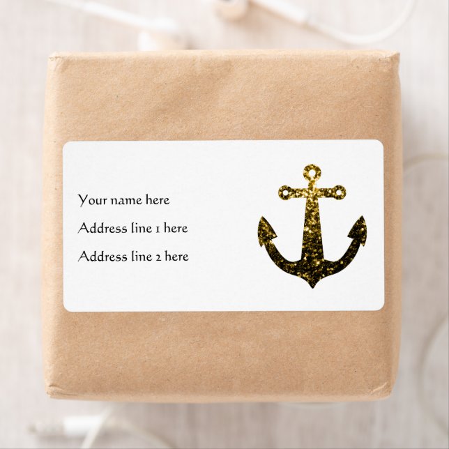 Guld faux gnistra glitter Anchor Personalize Fraktsedel (Insitu)