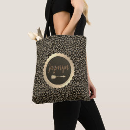 Guld Faux Leopard Personlig Tygkasse
