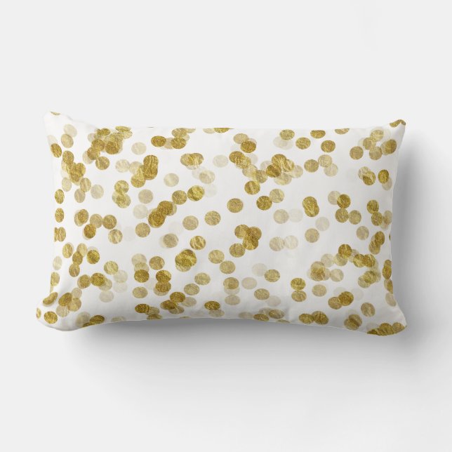 Guld Faux Metallic Dot Bokeh Background Bling Lumbarkudde (Framsida)