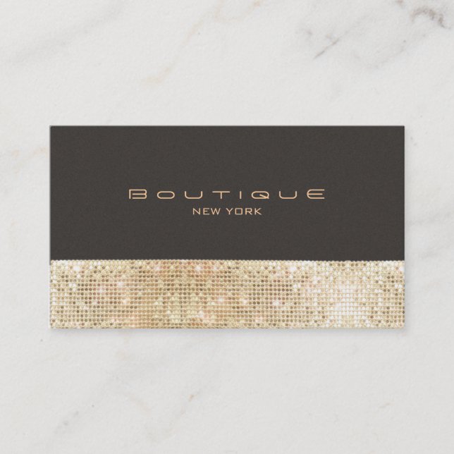 Guld FAUX Sequins suede look Beauty & Chic Mode Visitkort (Framsida)