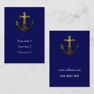 Guld faux sparkles Anchor marin blue Personalize Visitkort