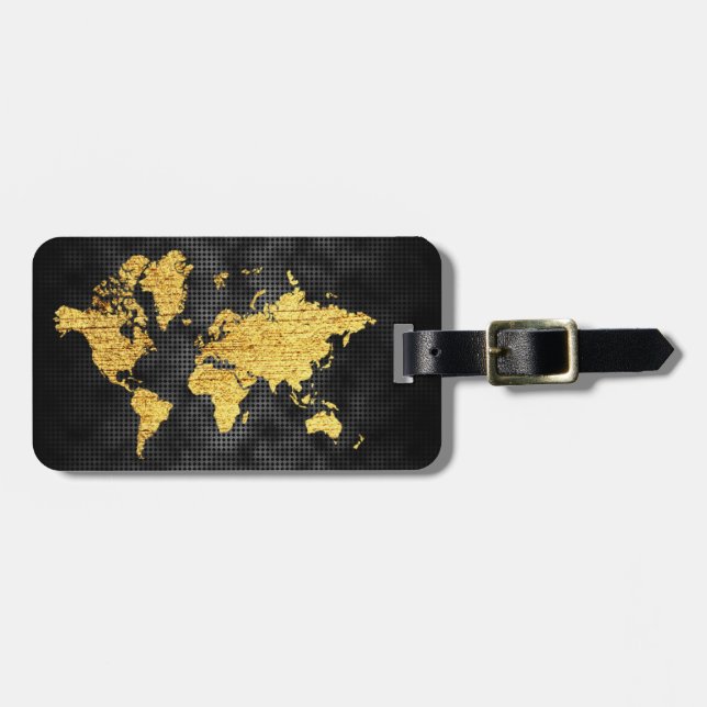 Guld Faux World Map Professionell Black Metall Bagagebricka (Horisontell Framsida)