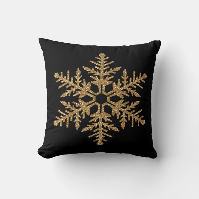 Guld- FauxglitterSnowflake Kudde (Framsida)