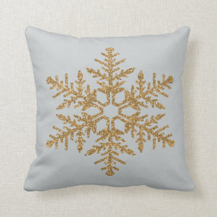 Guld- FauxglitterSnowflake Kudde