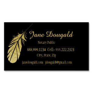 Guld Feather Pen Black Classic Notary Legal Magnetiska Visitkort