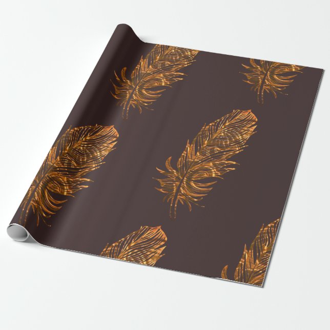 Guld Feather Presentpapper (Utrullad)