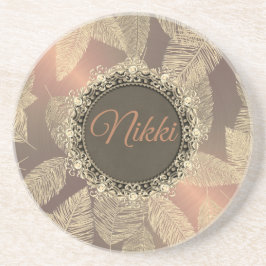 Guld Feathers vid Guld Ro Personligen Underlägg