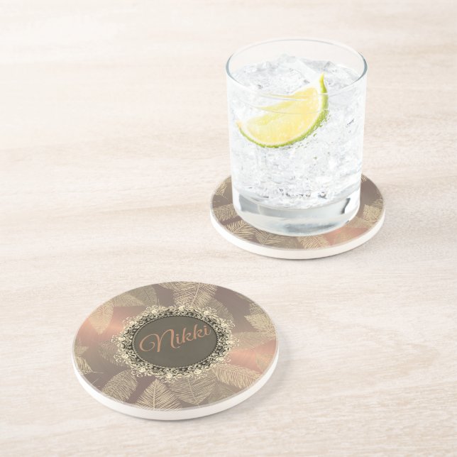 Guld Feathers vid Guld Ro Personligen Underlägg (Sidan)