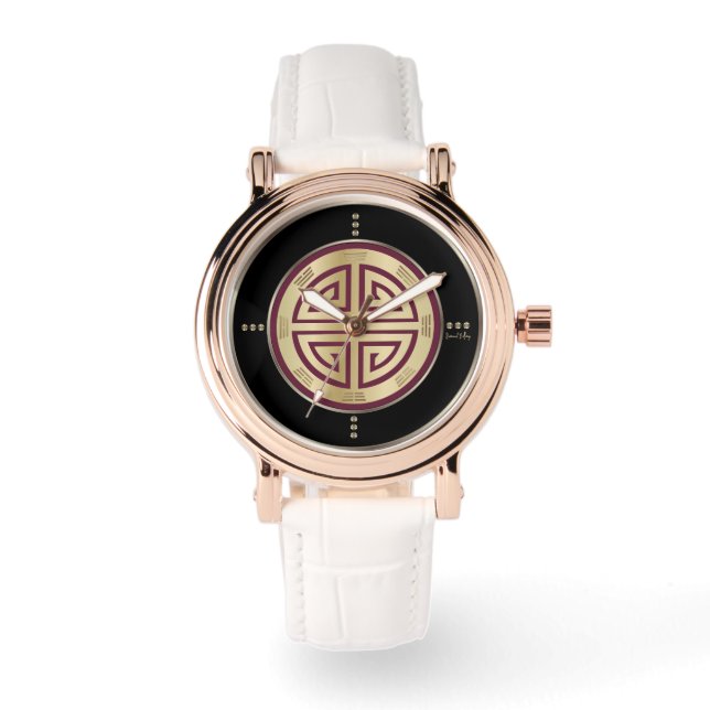 Guld Feng Shui Luxury Symbol Watch Armbandsur (Framsida)