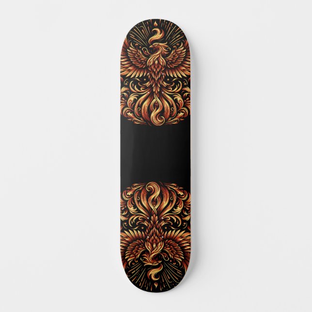 Guld Fenix på Svart Skateboard (Framsida)