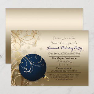 guld Festive Corporate julfest Inbjudningar