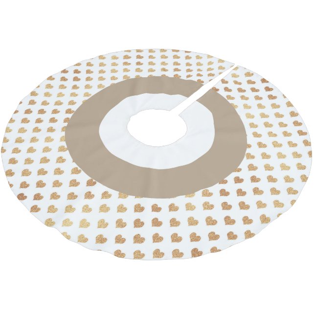 Guld Festive Hearts Träd Skirt Julgransmatta Borstad Polyester (Vinklad)